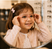 Opticien ajustant les lunettes d'un enfant