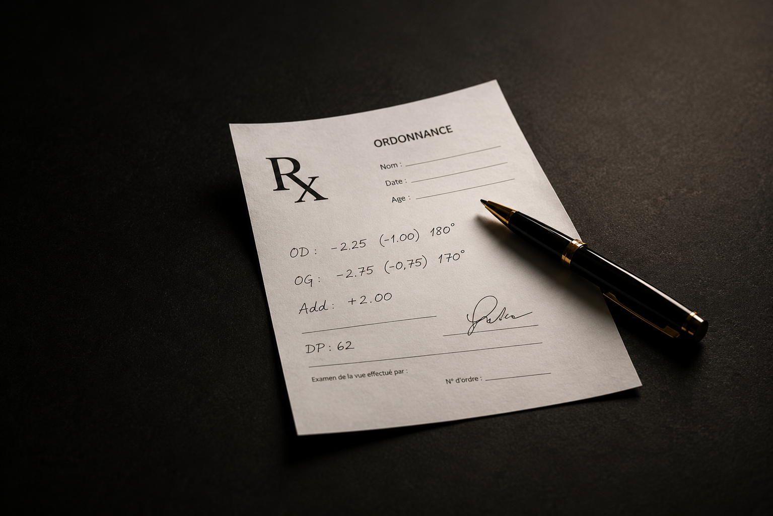 Opticien expliquant une ordonnance