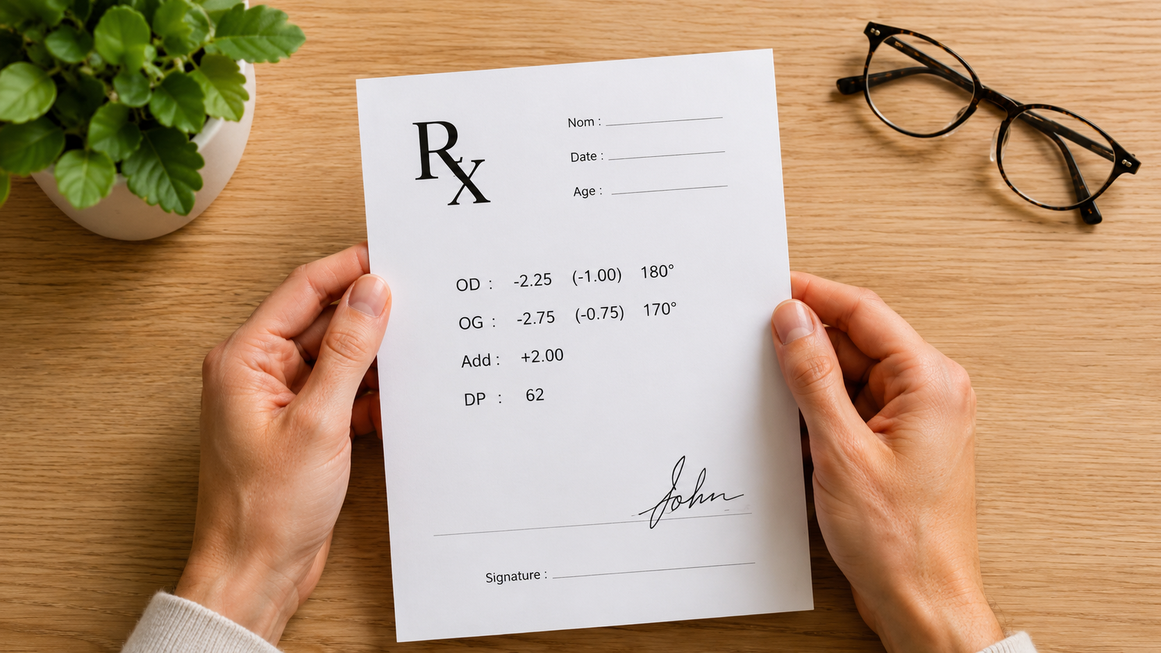 Ordonnance médicale ophtalmologique