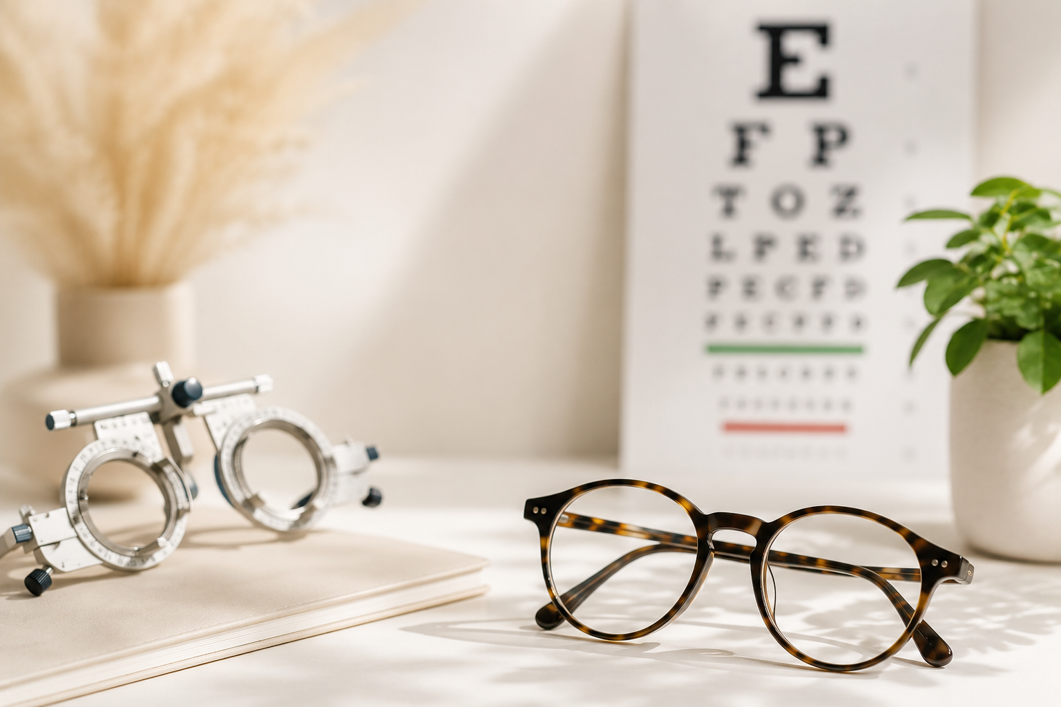 Opticien expliquant les résultats d'un examen de la vue